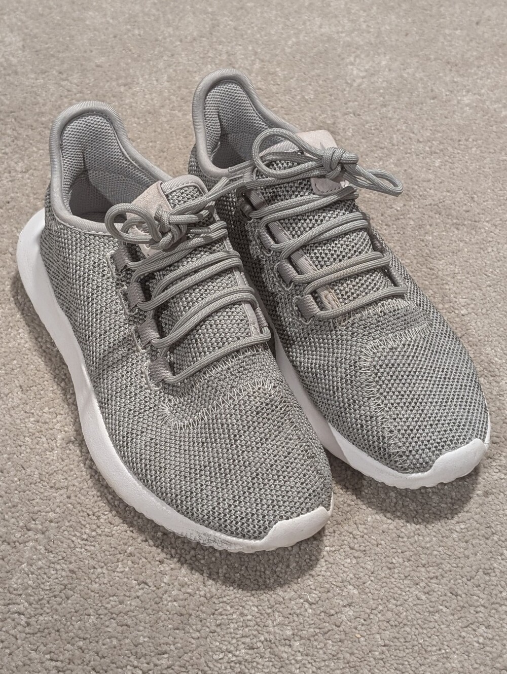 Adidas Light Gray Knit Sneakers Gray White